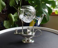 Vintage silver plated brandy glass warmer - oil lamp