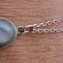 Vintage 80s Round Moonstone Pendant Sterling Silver 925  Necklace 2,2g L9,5" Image 2