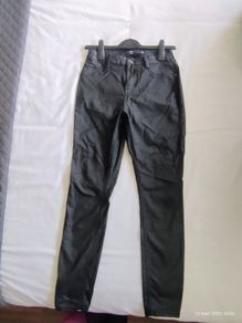 Dunnes Stores Black Coated Leather-Look Skinny Jeans