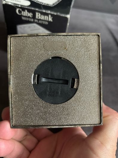 Vintage Silver Plated Cube Bank/ Money Box
