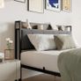 King Size Bed Frame with Storage Wooden Headboard,5ft Metal Upholstered Image 6