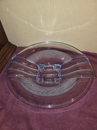 1930's Walther and Sohne Art Deco blue glass bowl