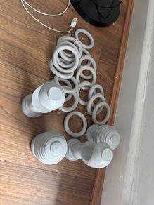 180 cm grey curtain pole with hooks and balls and clips