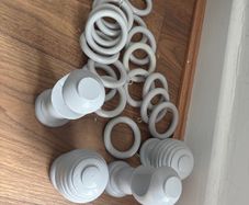 180 cm grey curtain pole with hooks and balls and clips