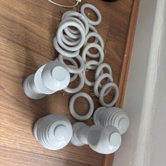 180 cm grey curtain pole with hooks and balls and clips