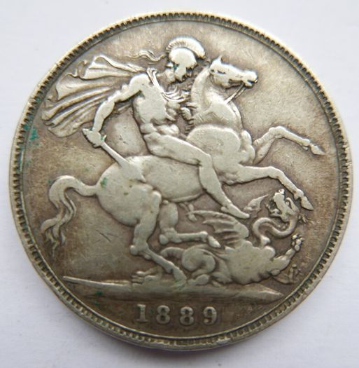 1889 Silver Crown Coin - British Queen Victoria Jubilee Head