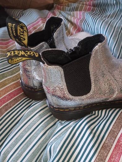 Dr Martens Silver 2976 Junior Leather Chelsea Boots , Size Eu 33, Uk 1