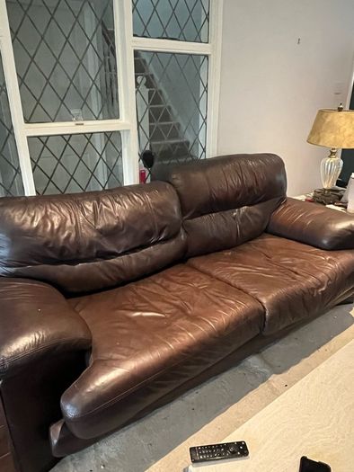 Brown Leather 3 Seater Couch