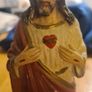 Vintage Statue Of The Sacred Heart. 23cm (9inches) X 7 Cm Wide (3 Inches). In Good Condition. See Photos For Same. Image 8