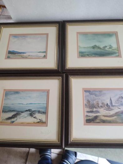 Set Of 4 Framed And Signed Photo Prints By Baryl Suitor Irish Artist.