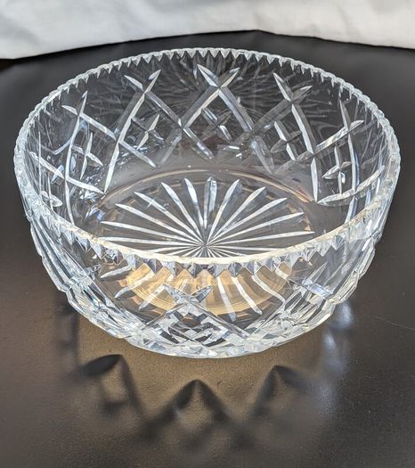 Large Bohemian Style Hand Cut Crystal Bowl Diamond Fan 22cm