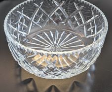 Large Bohemian Style Hand Cut Crystal Bowl Diamond Fan 22cm