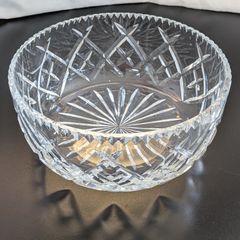 Large Bohemian Style Hand Cut Crystal Bowl Diamond Fan 22cm