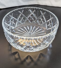 Large Bohemian Style Hand Cut Crystal Bowl Diamond Fan 22cm