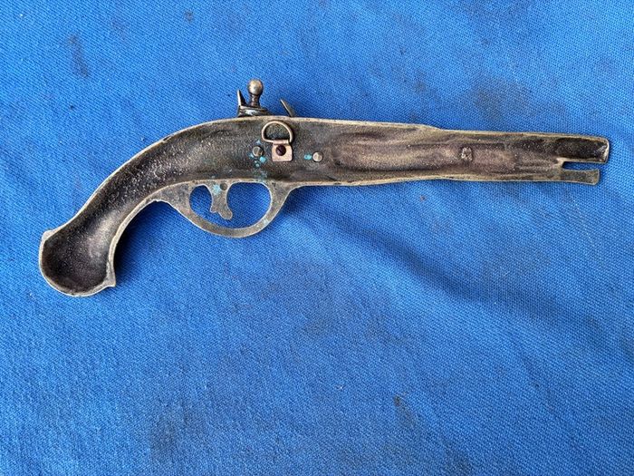 Vintage solid brass wall hanging pistol