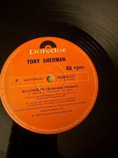 Tony Sherman Ellovee Original 1982 UK 12inch Vinyl Polydor