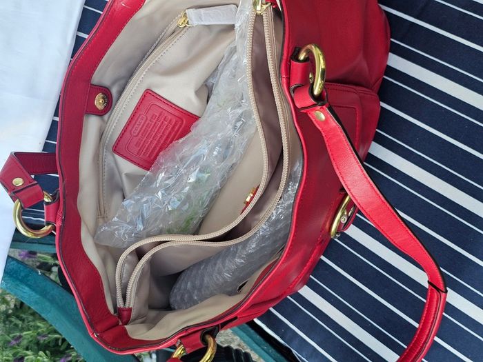 Coach Red Pebble Leather Hand/Shoulder Bag / NEW