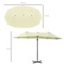 Double Parasol Patio Umbrella Garden Sun Shade w/ Steel Pole 12 Support Ribs Crank Handle Easy Lift Twin Canopy - Beige Image 5