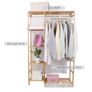 Bamboo Wood Clothing Garment Rack with Shelves Clothes Hanging Rack Stand for Child Kids Adults Cloth Shoe Coat Storage Organize Image 3