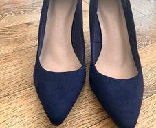 New M&S navy suede high heels