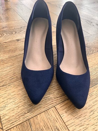 New M&S navy suede high heels