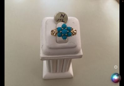 New 9ct Gold Turquoise Stone Cluster Ring. ( Bargain) REDUCED PRICE.
