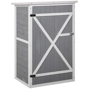 NEW SALE Fir Wood Garden Shed Outdoor Tool Storage w/ 2 Shelves Latched Doors 115x75cm