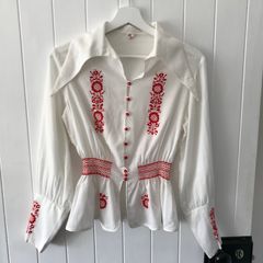 Vintage Deadstock 70s Embroidered Blouse Small