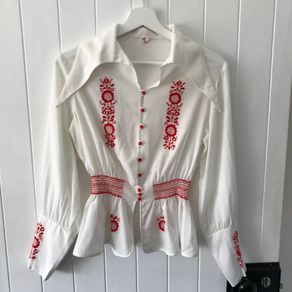 Vintage Deadstock 70s Embroidered Blouse Small