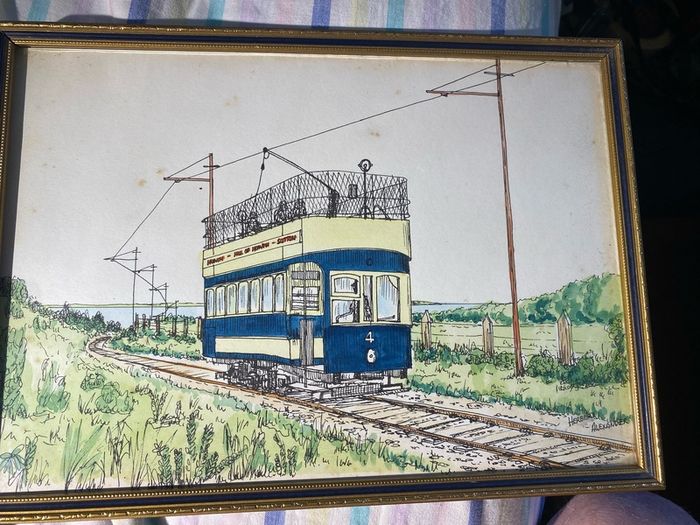 picture This original ink and watercolour drawing depicts Car No. 4 of the historic Hill of Howth Tramway.