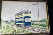 picture This original ink and watercolour drawing depicts Car No. 4 of the historic Hill of Howth Tramway.