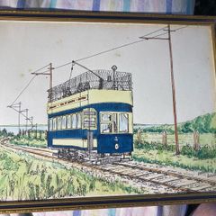 picture This original ink and watercolour drawing depicts Car No. 4 of the historic Hill of Howth Tramway.