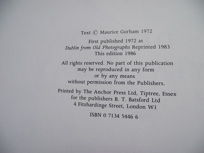1986 book 'Dublin Yesterday'  by Maurice Gorham
