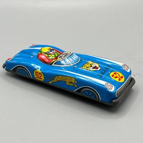 Vintage Tin Toy Racing Car Jaguar 52 - Made in Japan - Litho - friction drive