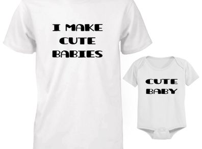 Funny Cute Daddy and Baby Matching T-Shirt and Bodysuit Set - Cute Baby