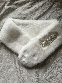 Faux fur scarf with jewel detail