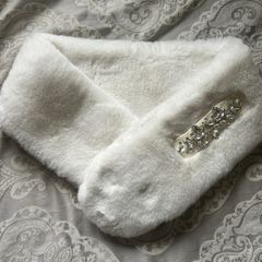 Faux fur scarf with jewel detail