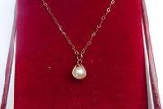 Vintage 9Ct Gold  Necklace With Real Pearl Pendant length 19,8" - 0,75g