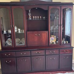 Glass Display Dark Wood Cabinet