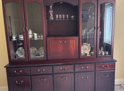 Glass Display Dark Wood Cabinet