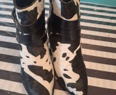 Cow print ankle boots