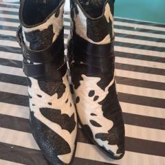 Cow print ankle boots
