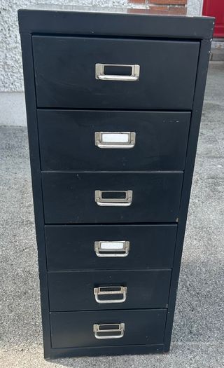 Vintage metal cabinet with drawers