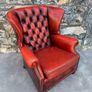 Vintage Oxblood Chesterfield Style Leather Wingback Armchair. Image 2