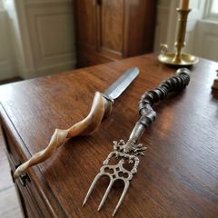 19th Century Horned Ceramonial Trident and Dagger (24 Inches)