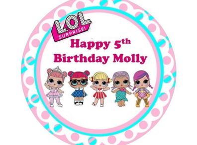 lol dolls personalised edible cake topper 7'