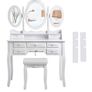 Dressing Table Set with 3 mirrors with stool, 7 drawers with 2 Dividers Make-up Dresse Image 2