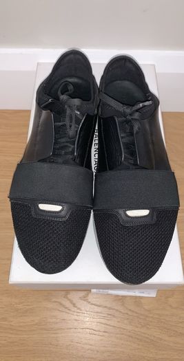 Black/White Balenciaga Race Runner Shoes