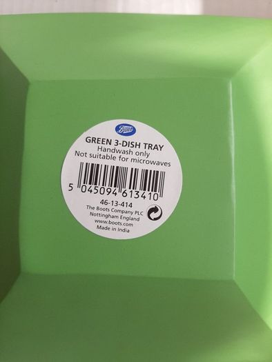 New Green 3 dish metal tray