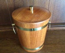Mid  Century Retro Teak and Brass Ice Bucket